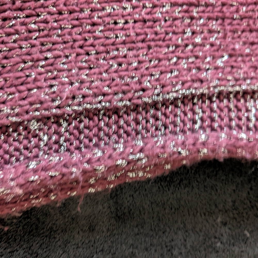 Purple Metallic Infinity Cozy Knit Scarf Aughts Winter Fall Glam Silver Detail image 4